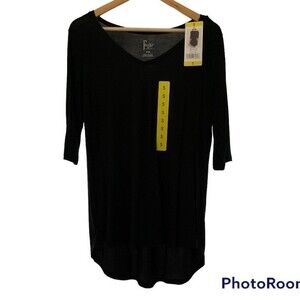 Felina 3/4 Sleeve Oversized Relaxed Fit Hi Low Top Black Size Small Loungewear